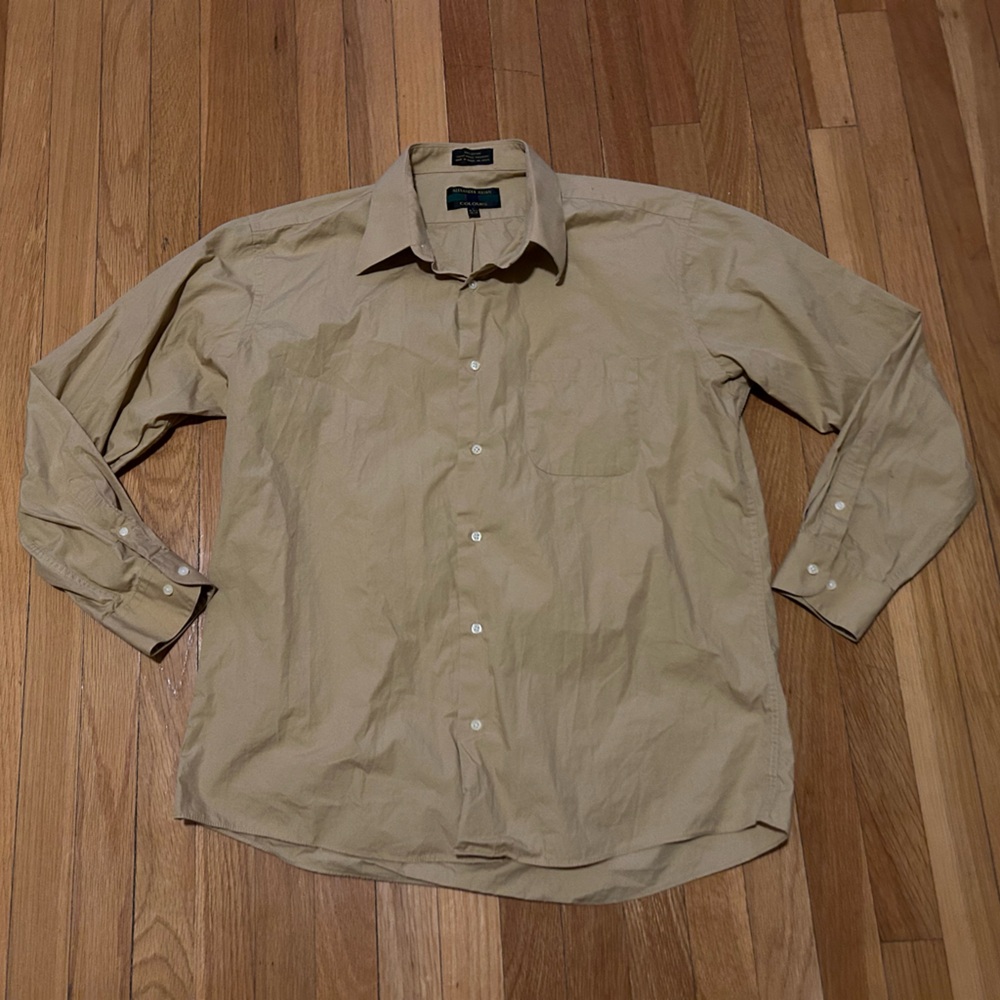 Alexander Julian Colours Beige Dress Shirt Single Needle Tailoring - Men's Large